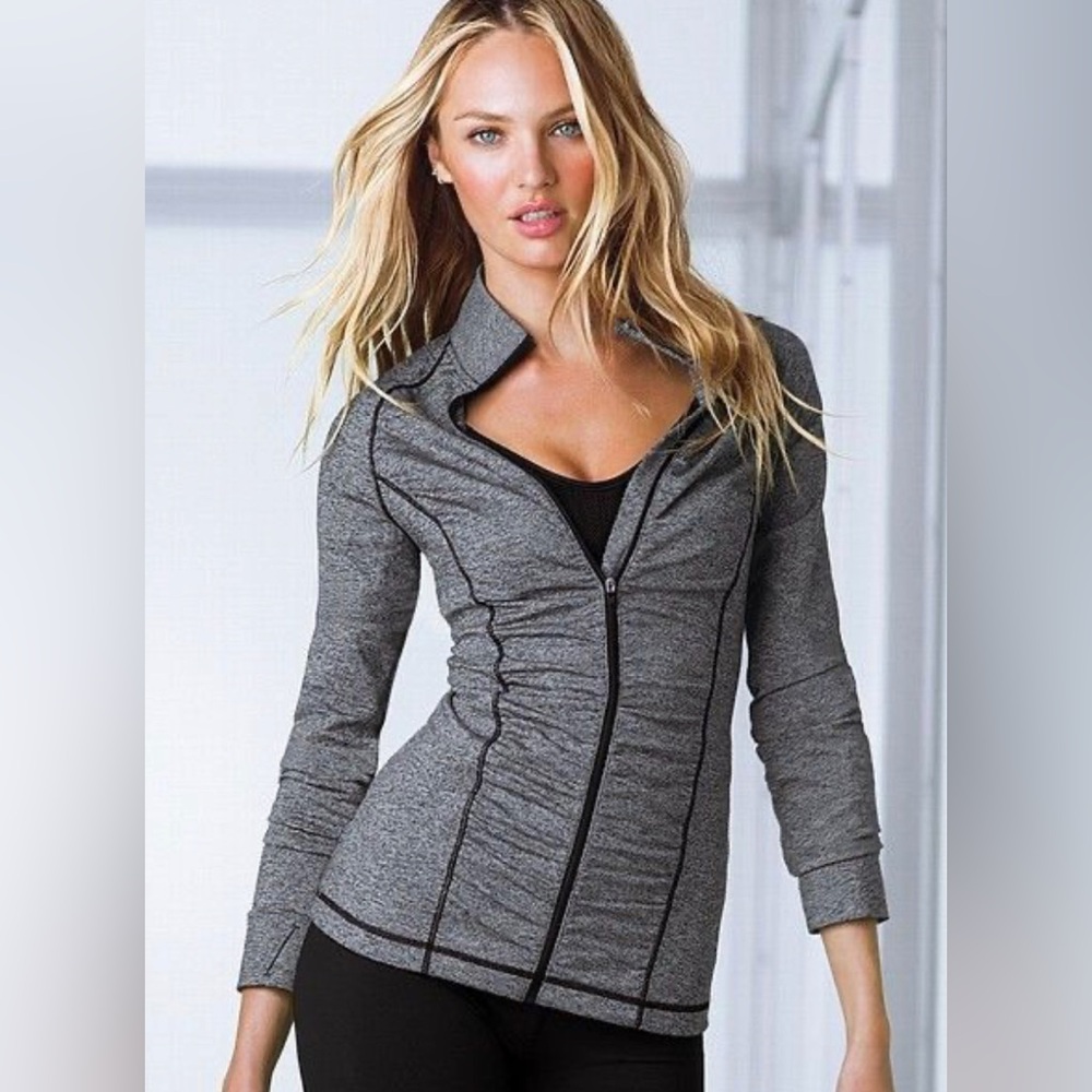 VSX Sport Knockout Jacket Gray Ruched Full Zip Women’s Small EUC